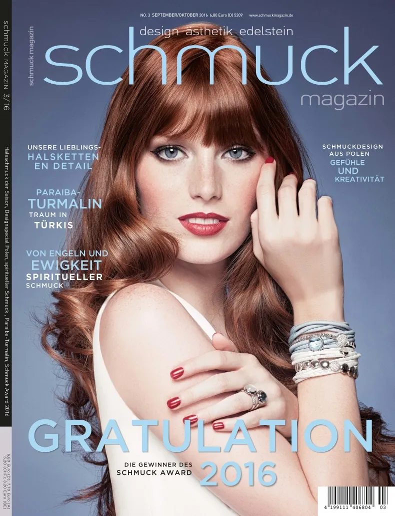 Titelseite „schmuck magazin“ mit rothaarigem Model